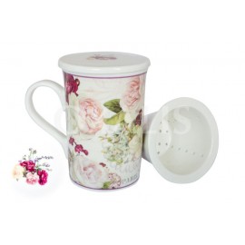 Porcelánový hrnek s růžovým nálevníkem