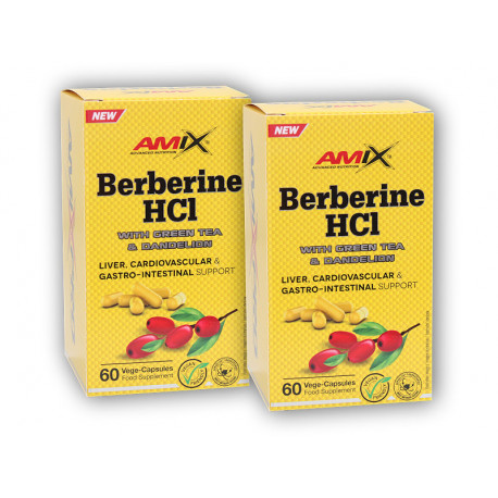 2x Berberine HCl + GreenTea &amp; Dandelion 60 kapslí