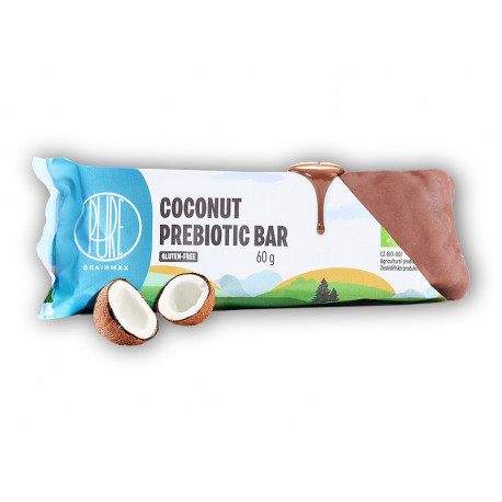 BrainMax Pure Prebiotic Bar, prebiotická tyčinka BIO 60g - arašídy a karamel