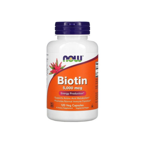 NOW FOODS Biotin 5000 mcg (Biotin) 120 vegetariánských kapslí