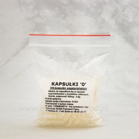 Průhledné vegetariánské kapsle, velikost 0 - 5000 ks