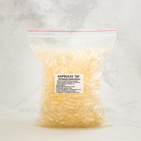 Průhledné vegetariánské kapsle velikost 00 (velké) - 1000 ks
