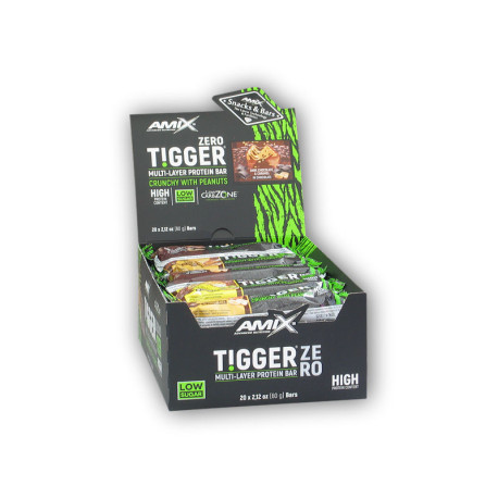 20x Tigger Zero Multi Layer Protein Bar 60g - dark chocolate caramel