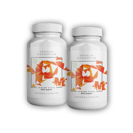 2x Draslík Magnesium, Draslík citrát + Hořčík malát 200 rostlinných kapslí