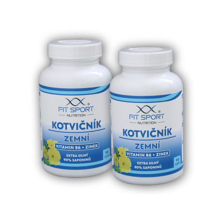 2x Kotvičník zemní 90% + Vitamin B6 + Zinek 90 kapslí