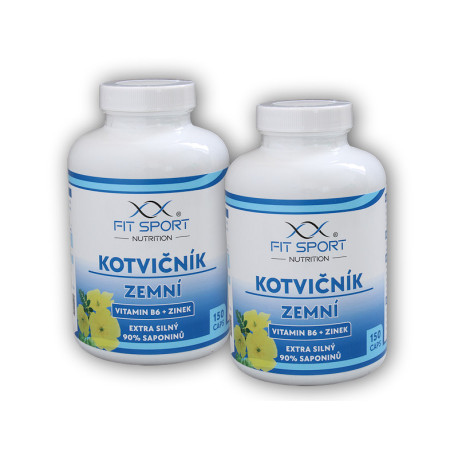 2x Kotvičník zemní 90% + Vitamin B6 + Zinek 150 kapslí