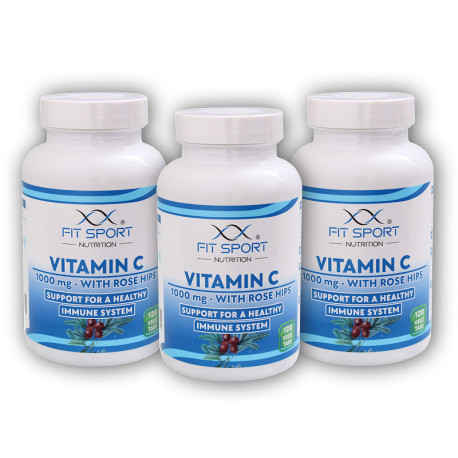 3x Vitamin C 1000mg with Rose Hips 120 vege tablet
