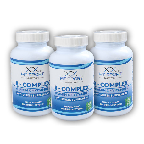 3x B-Complex + Vitamin C + Vitamin E 100 vege kapslí