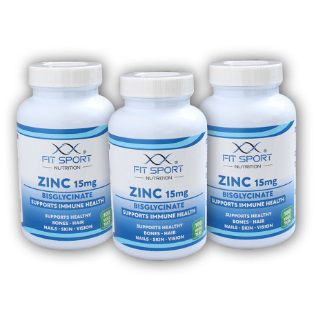 3x Zinc 15mg Bisglycinate 100 vege tablet - Zinek