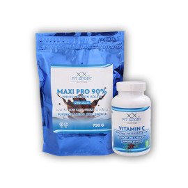 Maxi Pro 90% 750g + Vitamin C 1000mg with Rose Hips 120 tablet - kokos bílá čokoláda