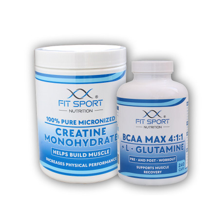 100% Creatine Monohydrate 550g + BCAA MAX 4:1:1 + L-Glutamine 240 caps