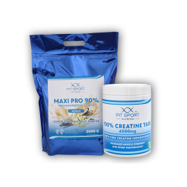 Maxi Pro 90% 2500g + 100% Creatine Tabs 4500mg 240 vege tabs - vanilka