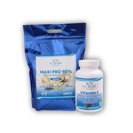 Maxi Pro 90% 2500g + Vitamin C 1000mg with Rose Hips 120 tablet - chocolate