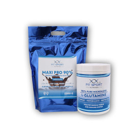 Maxi Pro 90% 2500g + 100% Pure L-Glutamine 550g Micronized - chocolate