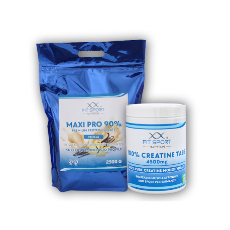 Maxi Pro 90% 2500g + 100% Creatine Tabs 4500mg 240 vege tabs - chocolate