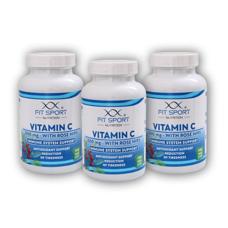3x Vitamin C 500mg with Rose Hips 130cap
