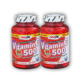 2x Vitamin C 500mg + Rose Hips 125 kapslí