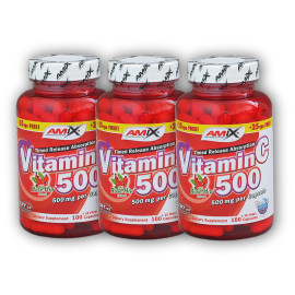 3x Vitamin C 500mg + Rose Hips 125 kapslí