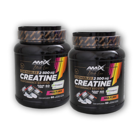 2x Black Line Creatine Creapure 2500mg 60 Chewable Tabs Zero Sugar Multi