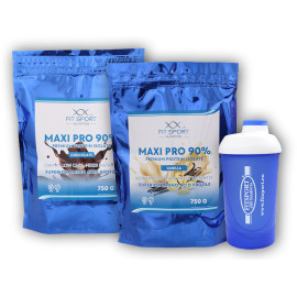 2x Maxi Pro 90% 750g + šejkr Fitsport - dubai chocolate