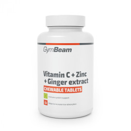 Vitamín C + zinek + extrakt ze zázvoru – tablety na cucaní – GymBeam – 90 tablet.