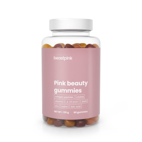Pink Beauty Gummies - BeastPink - hvězdicové papájové třešně - 60 uzávěrů.