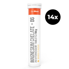 Hořčíkový chelát + B6 perlivý - GymBeam - čerstvé mango - 14 x 20 tableta