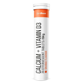 Vápník + vitamín D3 šumivý - GymBeam - pomeranč - 20 tablet.