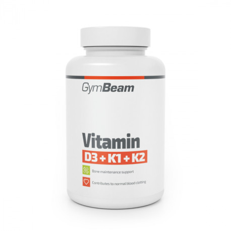 Vitamín D3+K1+K2 - GymBeam - bez chuti - 60 sáčků.