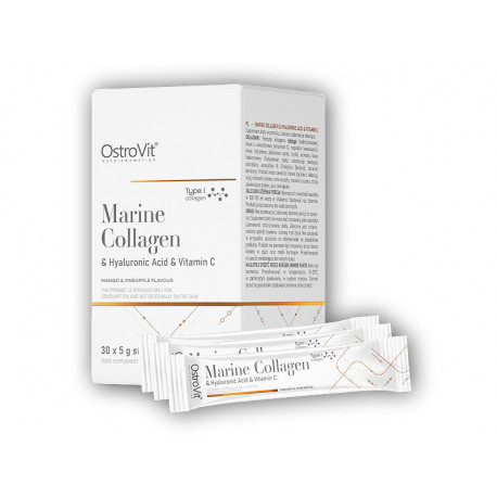 Mořský kolagen + Kyselina hyaluronová + Vitamín C 30 x 5g Krabička